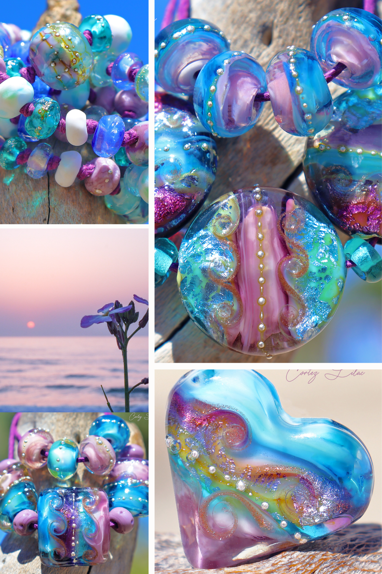 CORTEZ LILAC Nugget Bead Collection, Handmade Glass Lampwork for Jewelry Design