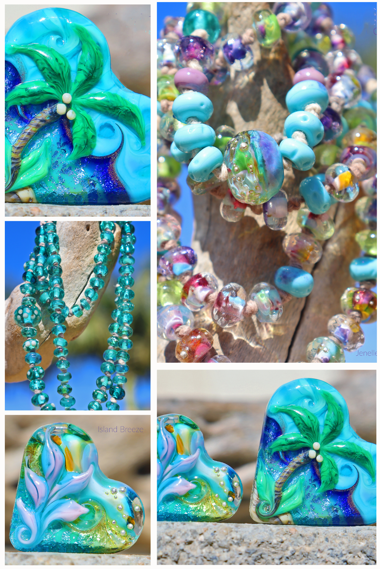 ISLAND BUTTERFLY Knotted Art Glass Necklace, Lampwork Art Glass Beads, Boho Style, Wedding, Anniversary, Beach Vacation