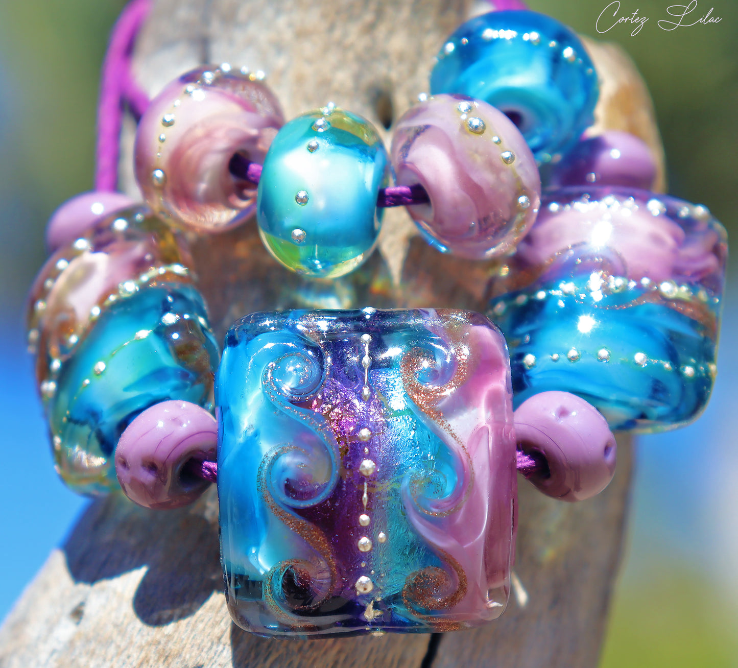 CORTEZ LILAC Nugget Bead Collection, Handmade Glass Lampwork for Jewelry Design