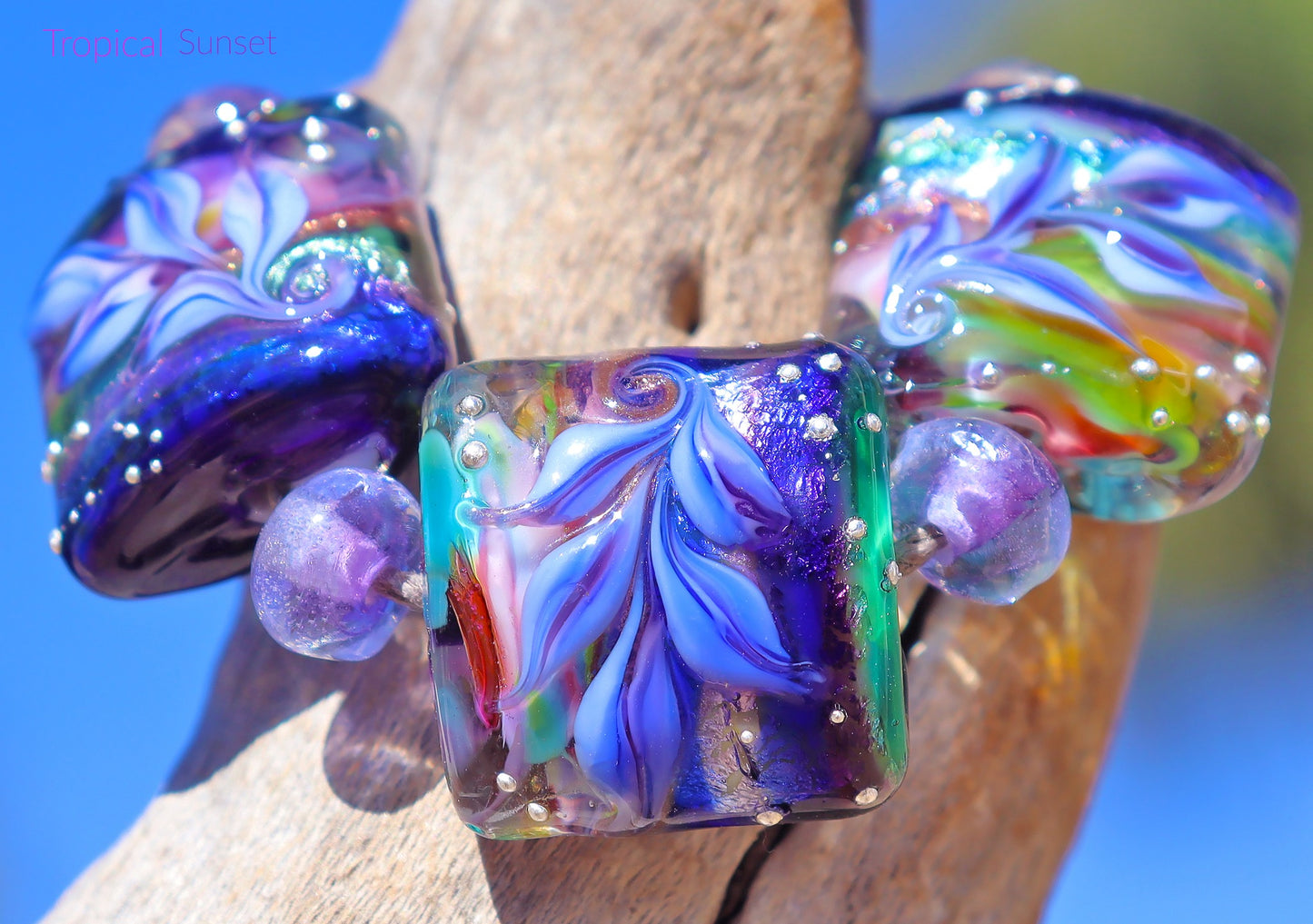 TROPICAL SUNSET Nugget Bead Collection, Handmade Glass Lampwork for Jewelry Design