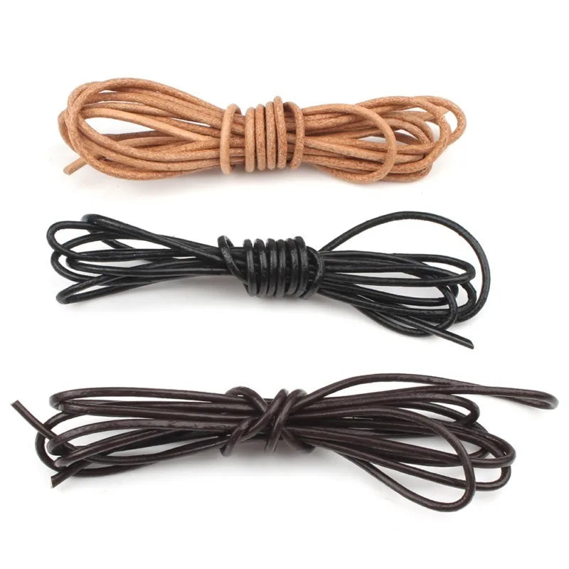 Real Genuine Leather Cord, 1/1.5/2/3mm 5M, in Coffee, Black, or Brown