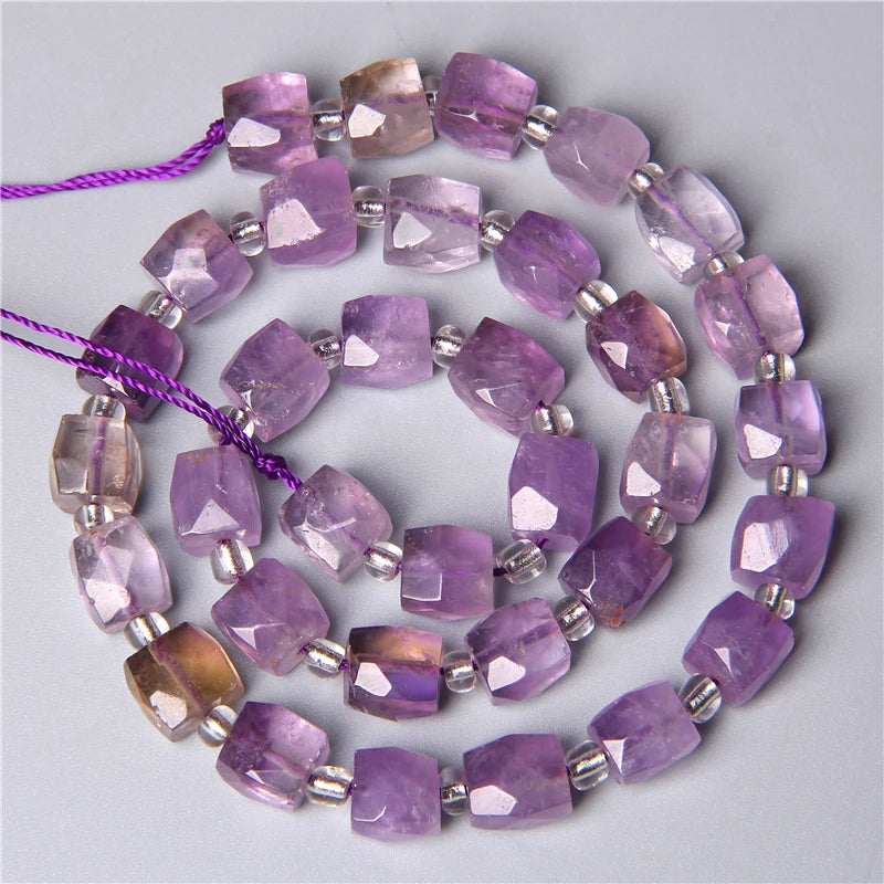 Faceted Light Purple Amethyst Gemstone Beads, 8 10 12x16 mm, Organic Flat Tube Shapes