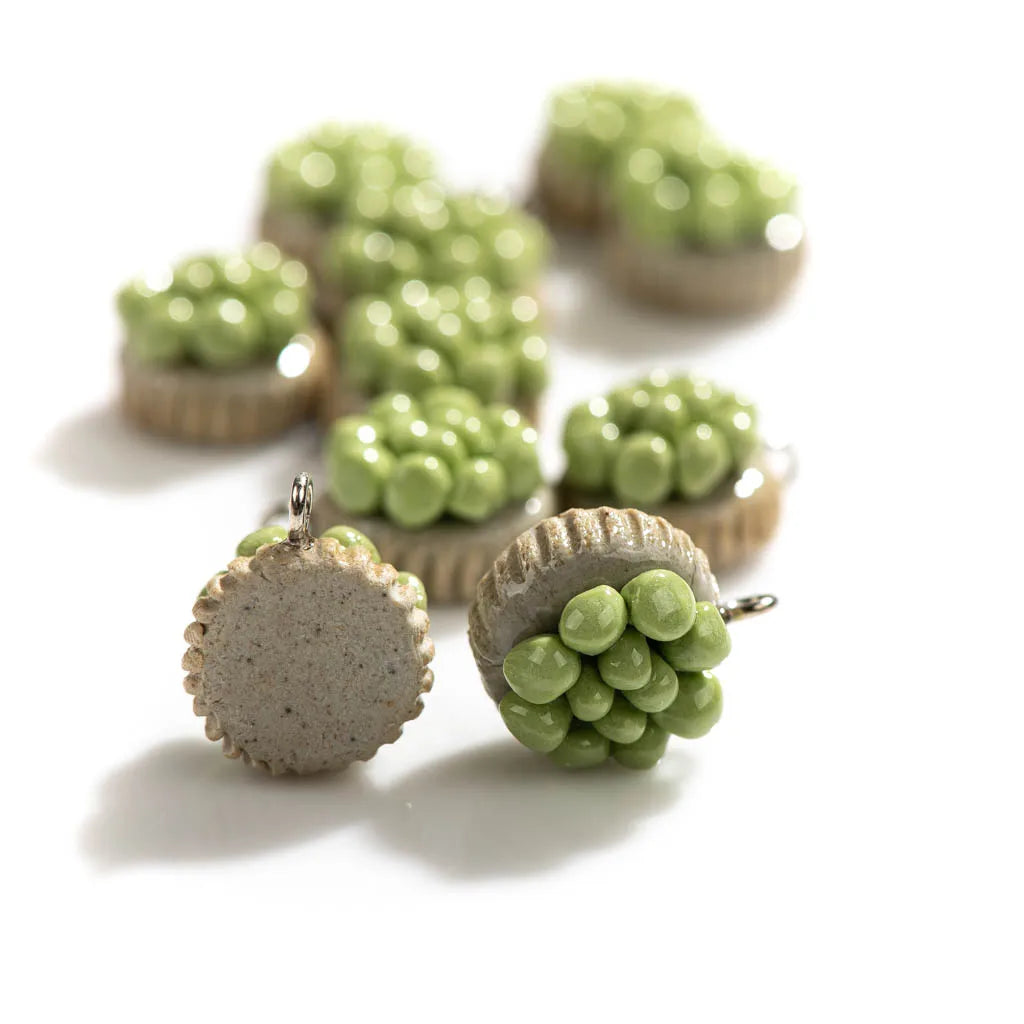 Hand-made Succulent Ceramic Charm Beads, Retro Style, 15mm 5pcs