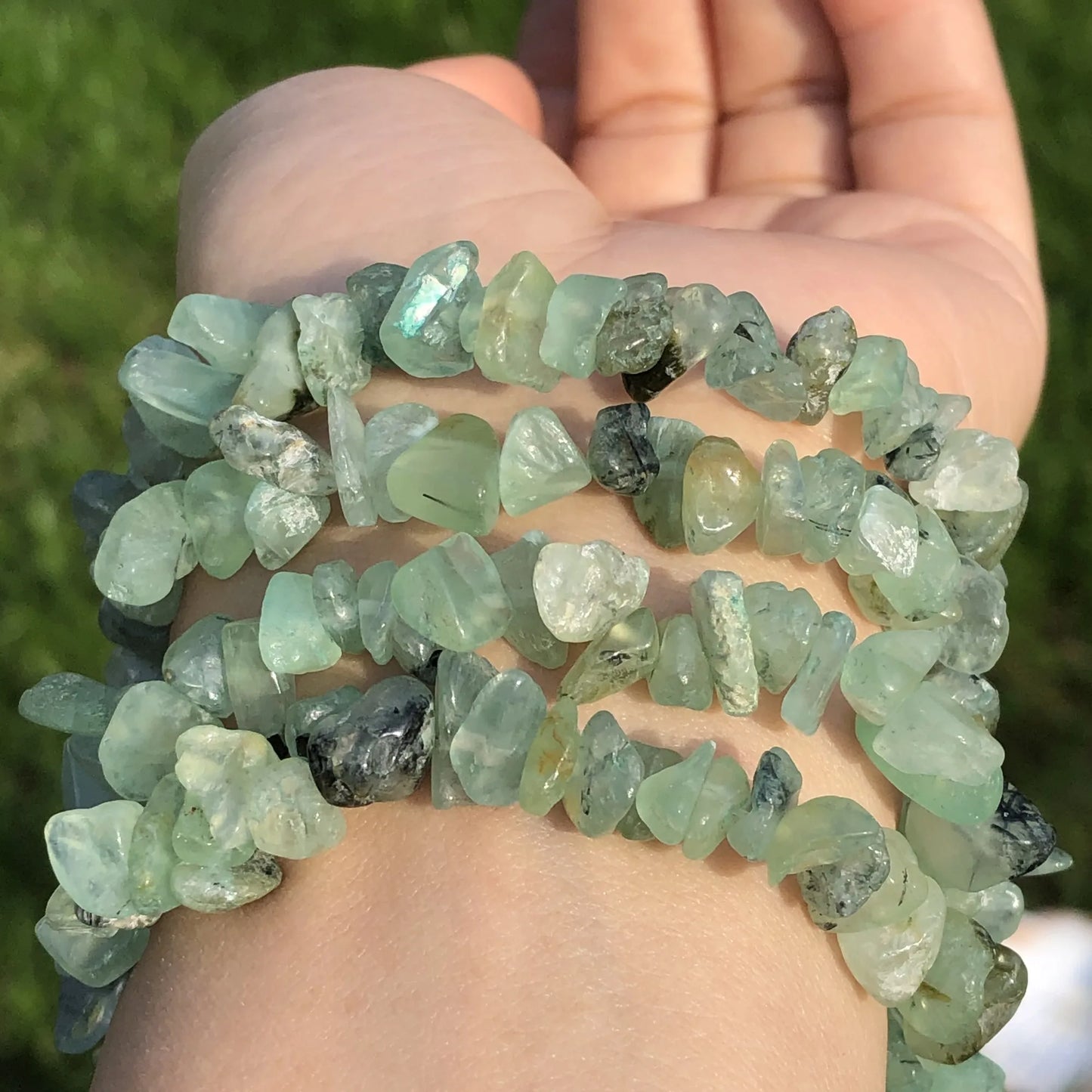 Natural Irregular Freeform Green Prehnite Quartz Chips, loose Gemstone Beads, 5-8mm