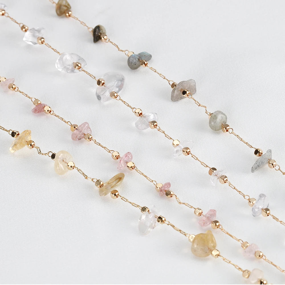 Irregular Semi-precious Gemstone and Crystal Chain, 1 meter