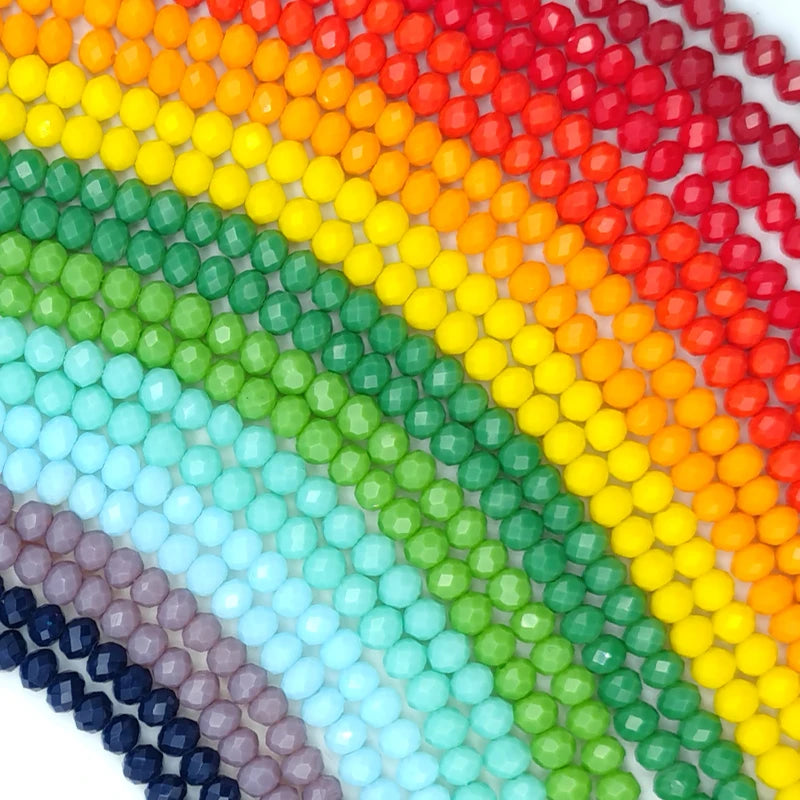 Multicolored Round Faceted Crystal Beads, 2 3 4 6 8mm