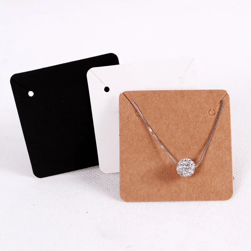 Earring and Necklace Cards, Packaging Display Cards, Jewelry Holders, Cardboard Blank Kraft Paper Tags,  50pcs 5x5cm , Choose from Brown, Kraft, Grey, Black, White