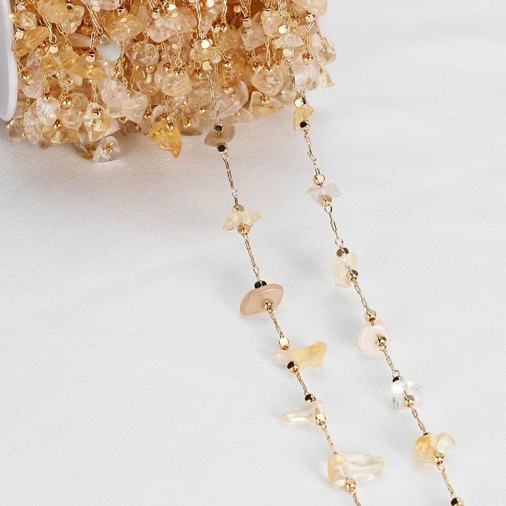 Irregular Semi-precious Gemstone and Crystal Chain, 1 meter