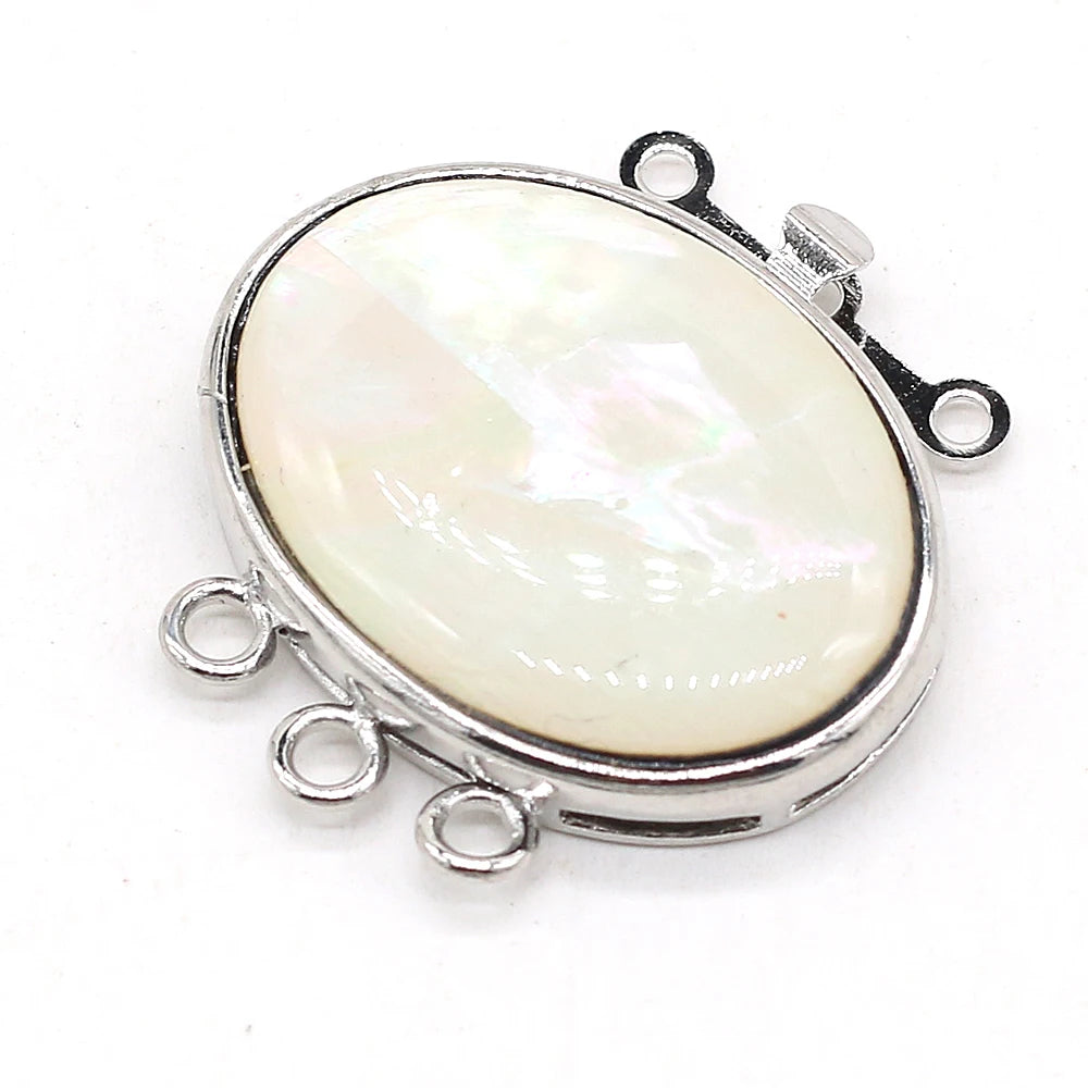 Oval Abalone Shell Pendant Charms, Connectors, 20x28mm, 1 pc