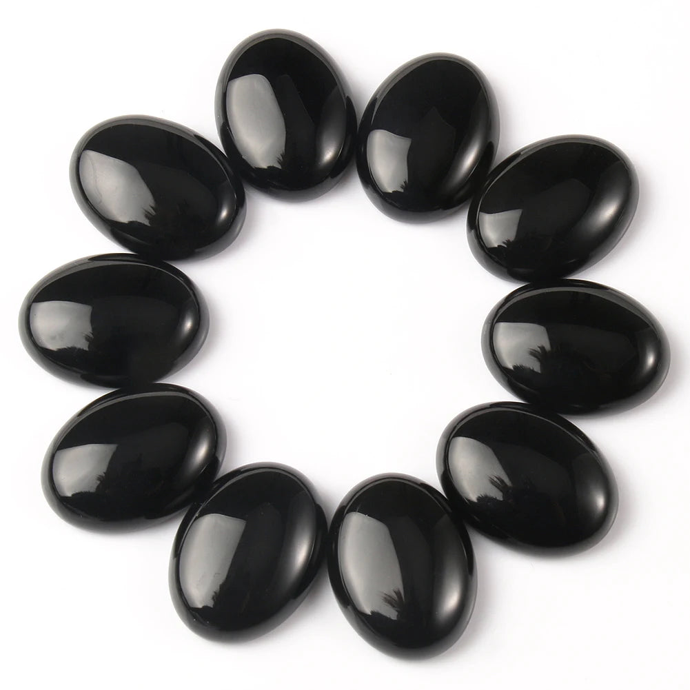 Natural Mixed Oval Gemstone Cabochons, 10pcs