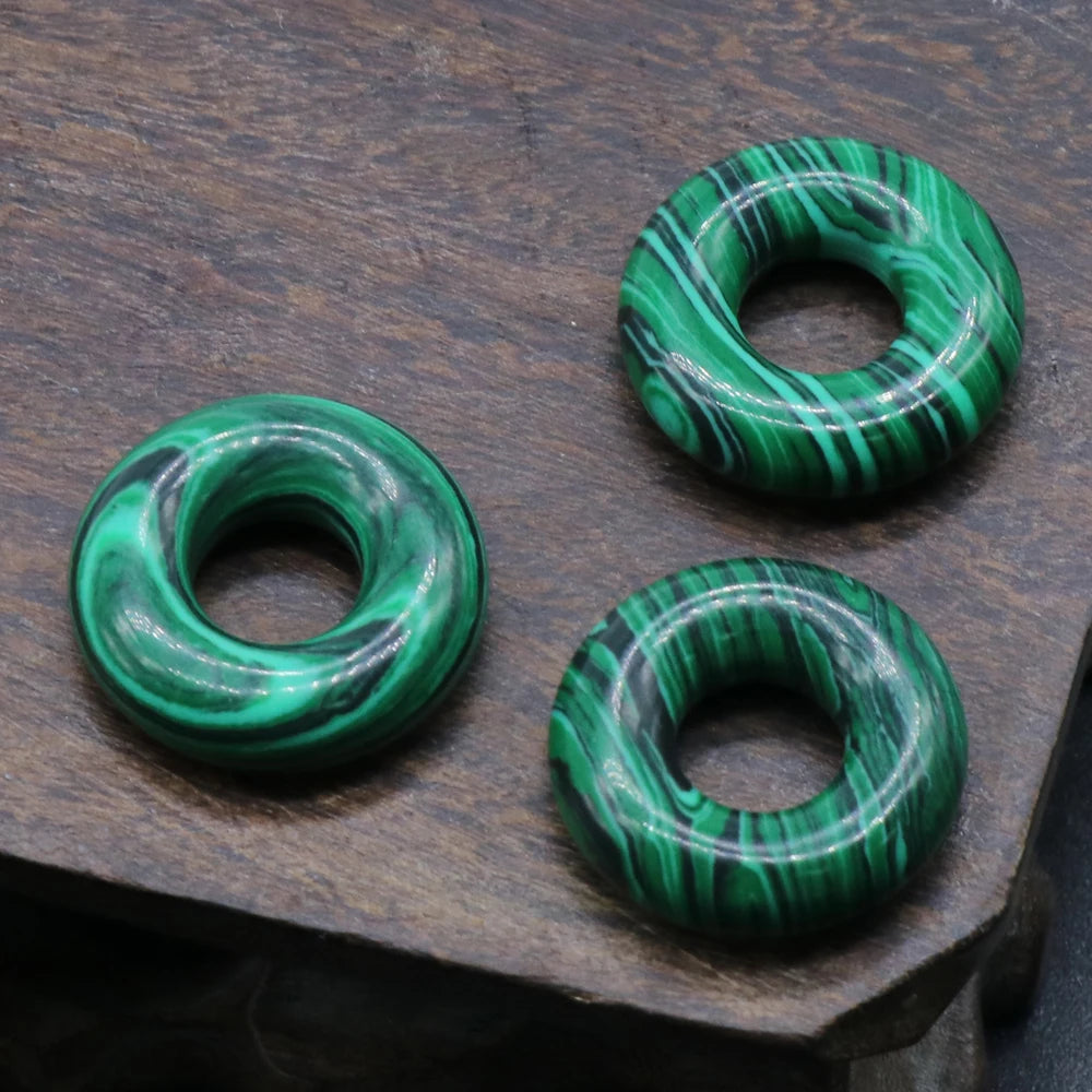 Big Hole Natural Semi-precious Stone Beads, 2pcs, Tiger Eye, Green Aventurine, Malachite, Jasper,  20x8mm