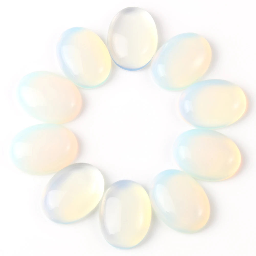 Natural Mixed Oval Gemstone Cabochons, 10pcs