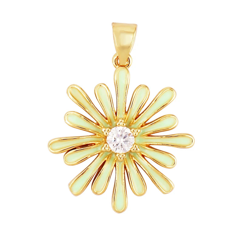 Sun Flower Banana Leaf Enamel Charms