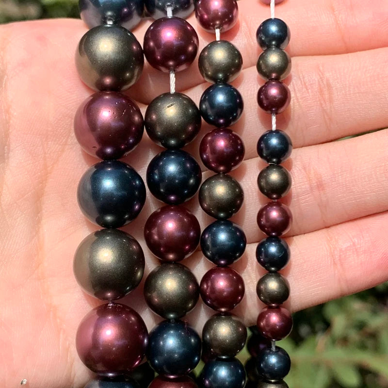 Natural Freshwater Pearl Fine Dark Purple Blue Round Beads 6 8 10 12mm 15''