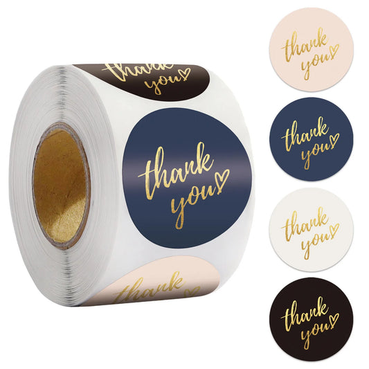 Thank You Stickers, 500pcs Round 1/1.5inch