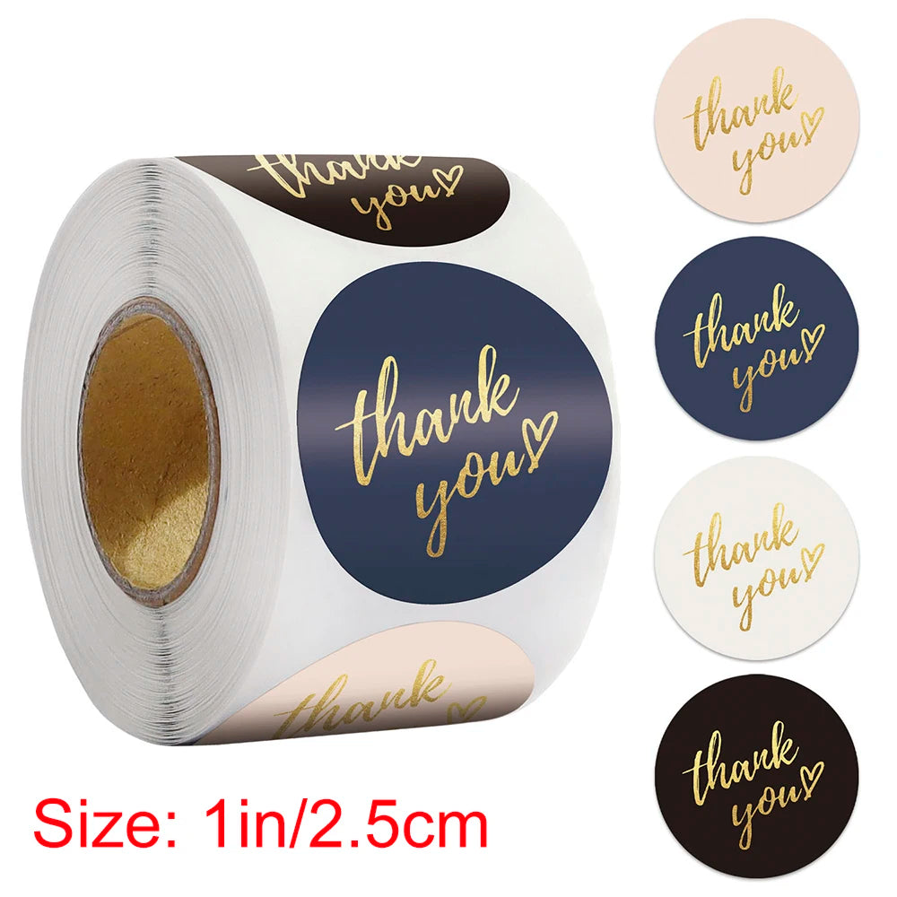 Thank You Stickers, 500pcs Round 1/1.5inch