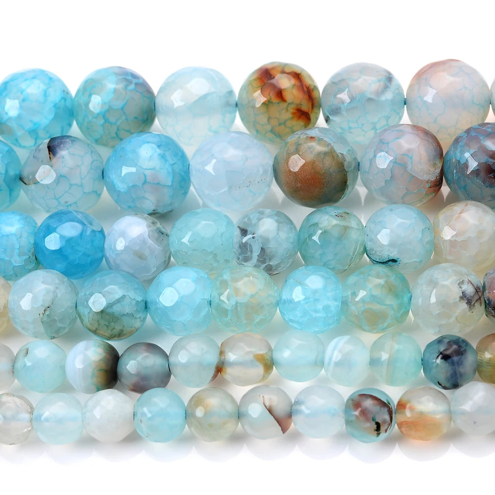 Blue Dragon Faceted Agate Beads,  4 6 8 10 12mm