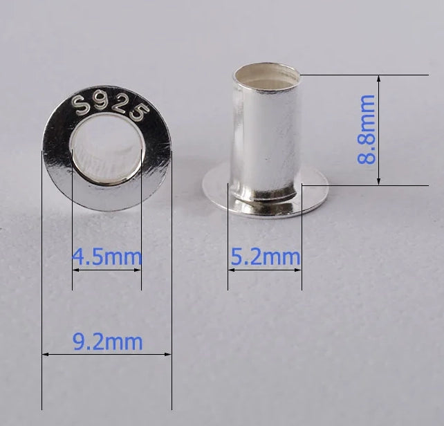 Solid 925 Sterling Silver Eyelet Rivets, Long Tube, For BHB Beads and Euro Charms