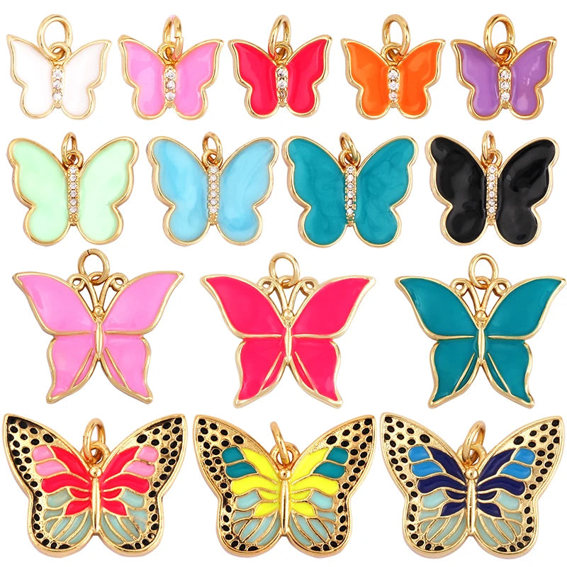 Mosaic Butterfly Enamel Charms