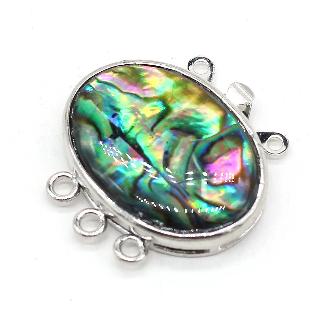 Oval Abalone Shell Pendant Charms, Connectors, 20x28mm, 1 pc