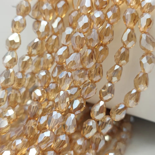 Waterdrop Faceted Austrian Crystal Beads, Champagne Teardrop Glass Beads, 3x5 5x7 8x11mm