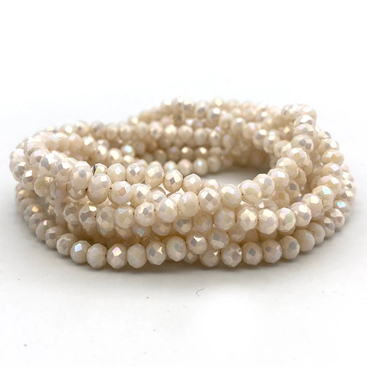 White Czech Glass Faceted Flat Round Crystal Beads,  Loose Spacer Beads, 2 3 4 6 8mm