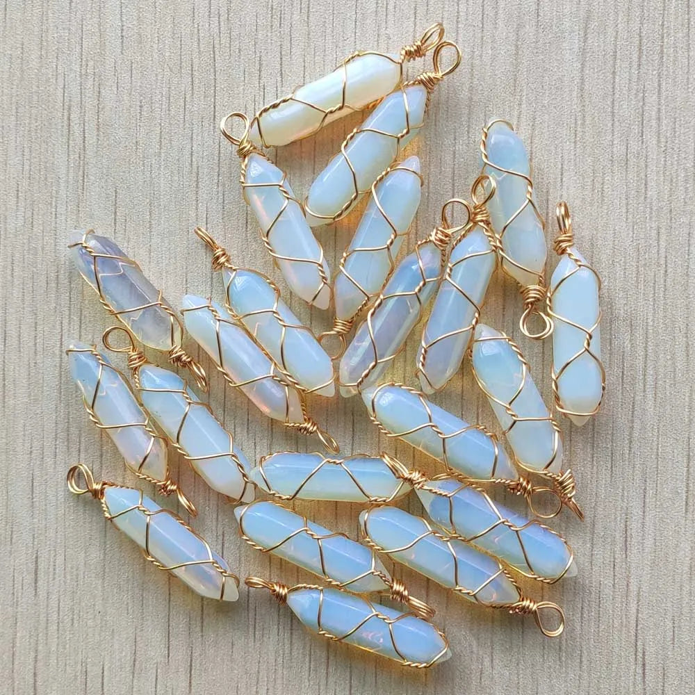 Opal Pillar Handmade Iron Wire Pendants 24pcs