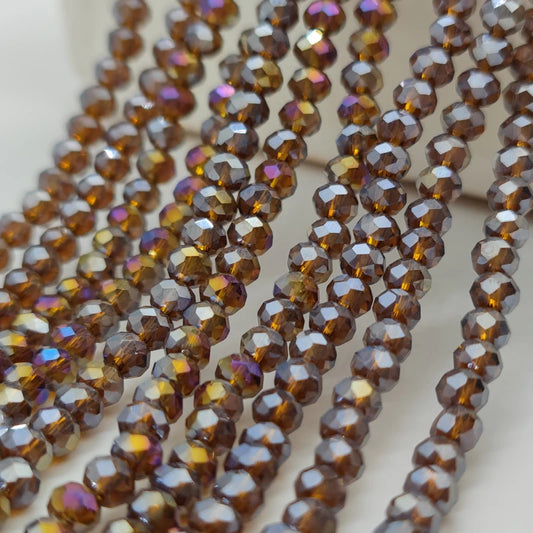 Dark Brown Round Faceted Flat Czech Crystal Glass Beads, Loose Spacers, 2 3 4 6 8mm