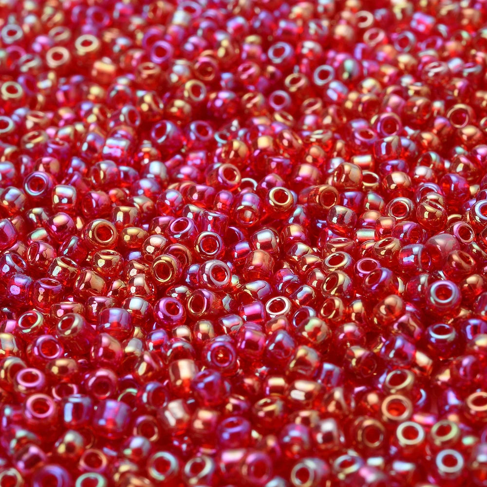 Mixed Red Czech Glass Seed Beads, Round Loose Beads, 300pcs 3mm, 9grams