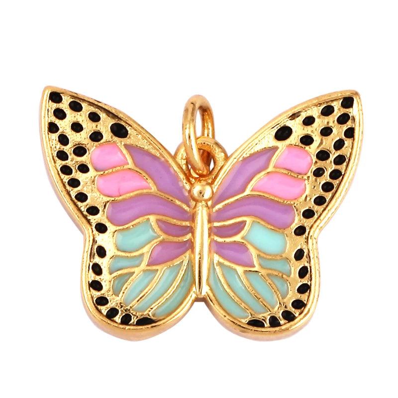 Mosaic Butterfly Enamel Charms