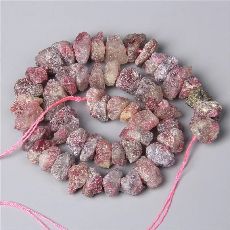 Raw Red Tourmaline Semi-precious Nugget Beads, 10-13mm