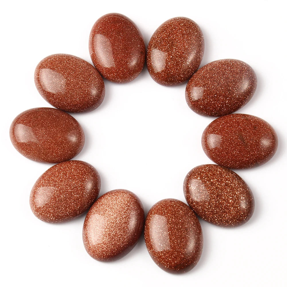 Natural Mixed Oval Gemstone Cabochons, 10pcs