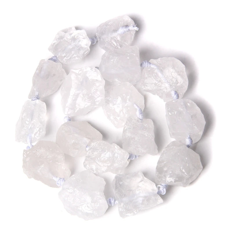 Raw White Quartz Beads, Freeform Crystal Nuggets 2-3cm - 20mm  7-8Pcs