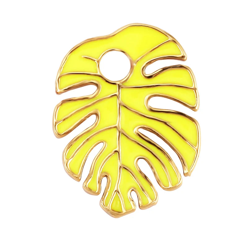 Sun Flower Banana Leaf Enamel Charms