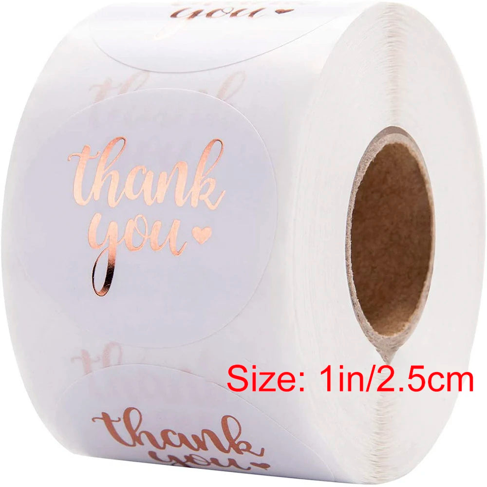 Thank You Stickers, 500pcs Round 1/1.5inch