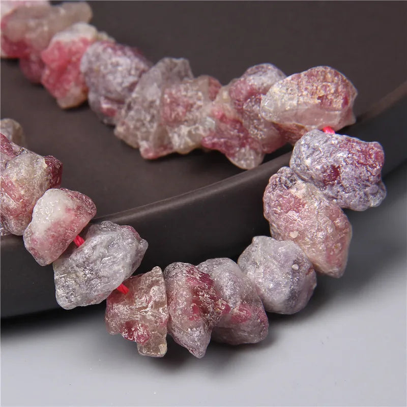 Raw Red Tourmaline Semi-precious Nugget Beads, 10-13mm