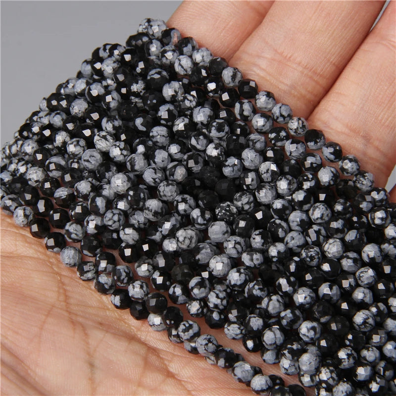 Monochrome Black & White Faceted Natural Gemstone Beads, Tiny Quartz, Agate, Spinel, Moonstone Accents, 2 3 4 MM