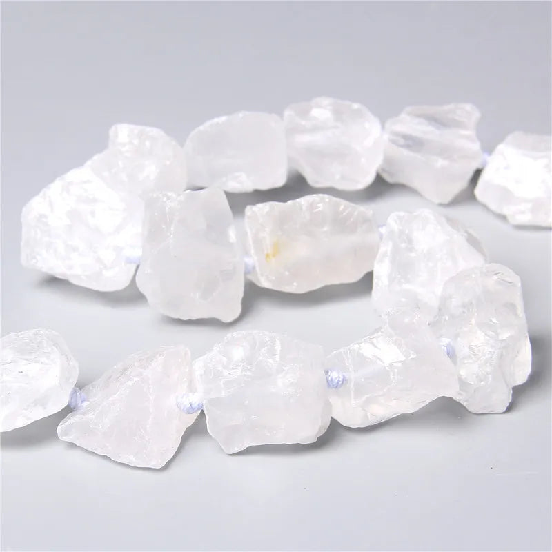 Raw White Quartz Beads, Freeform Crystal Nuggets 2-3cm - 20mm  7-8Pcs