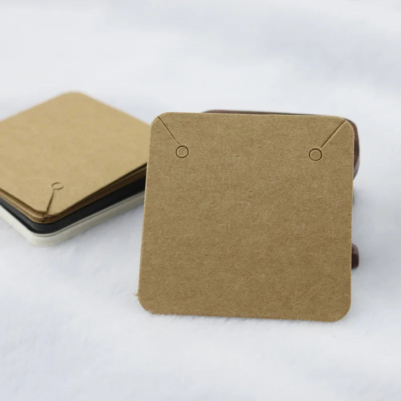 Earring and Necklace Cards, Packaging Display Cards, Jewelry Holders, Cardboard Blank Kraft Paper Tags,  50pcs 5x5cm , Choose from Brown, Kraft, Grey, Black, White