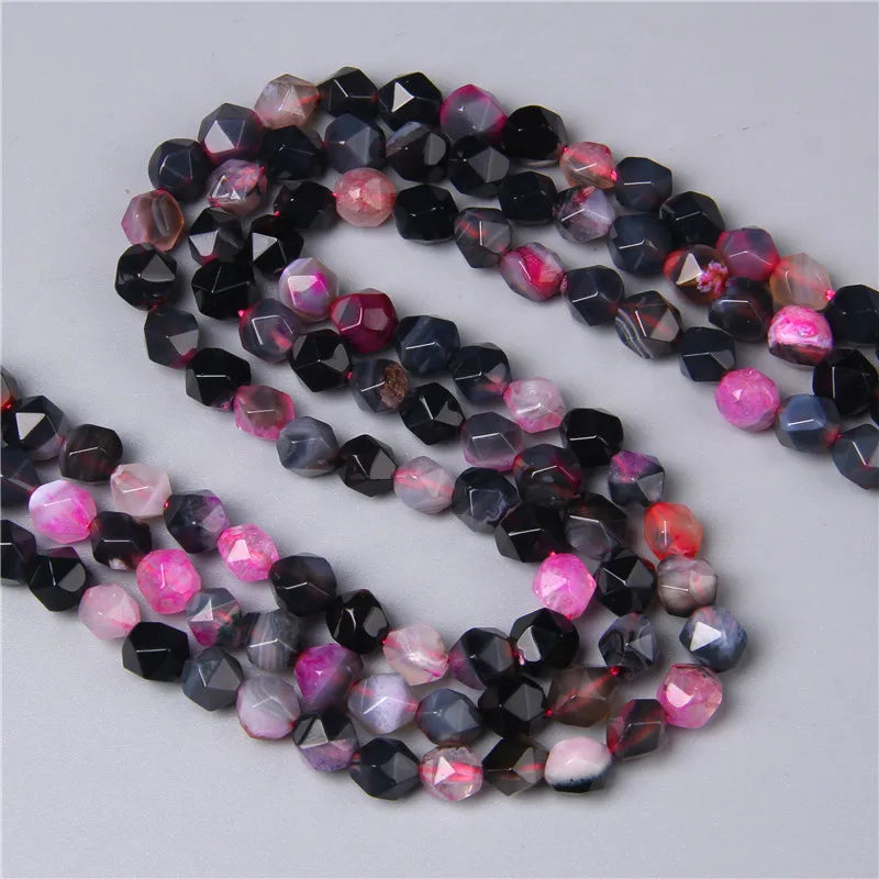 Natural Faceted Druzy Agates, Loose Gemstone Beads, 8MM 15" Strand