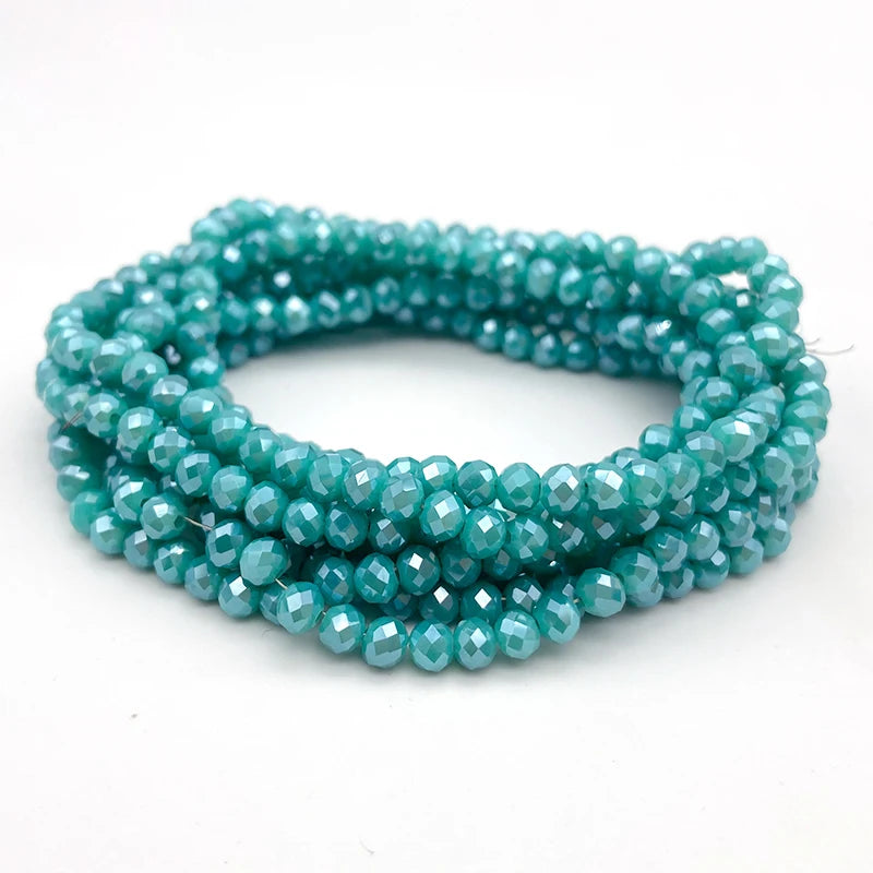 Faceted Malachite Green Glass Crystal Beads, Round Spacers, Loose Beads, 2 3 4 6 8mm