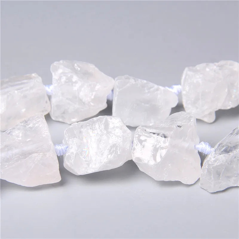 Raw White Quartz Beads, Freeform Crystal Nuggets 2-3cm - 20mm  7-8Pcs