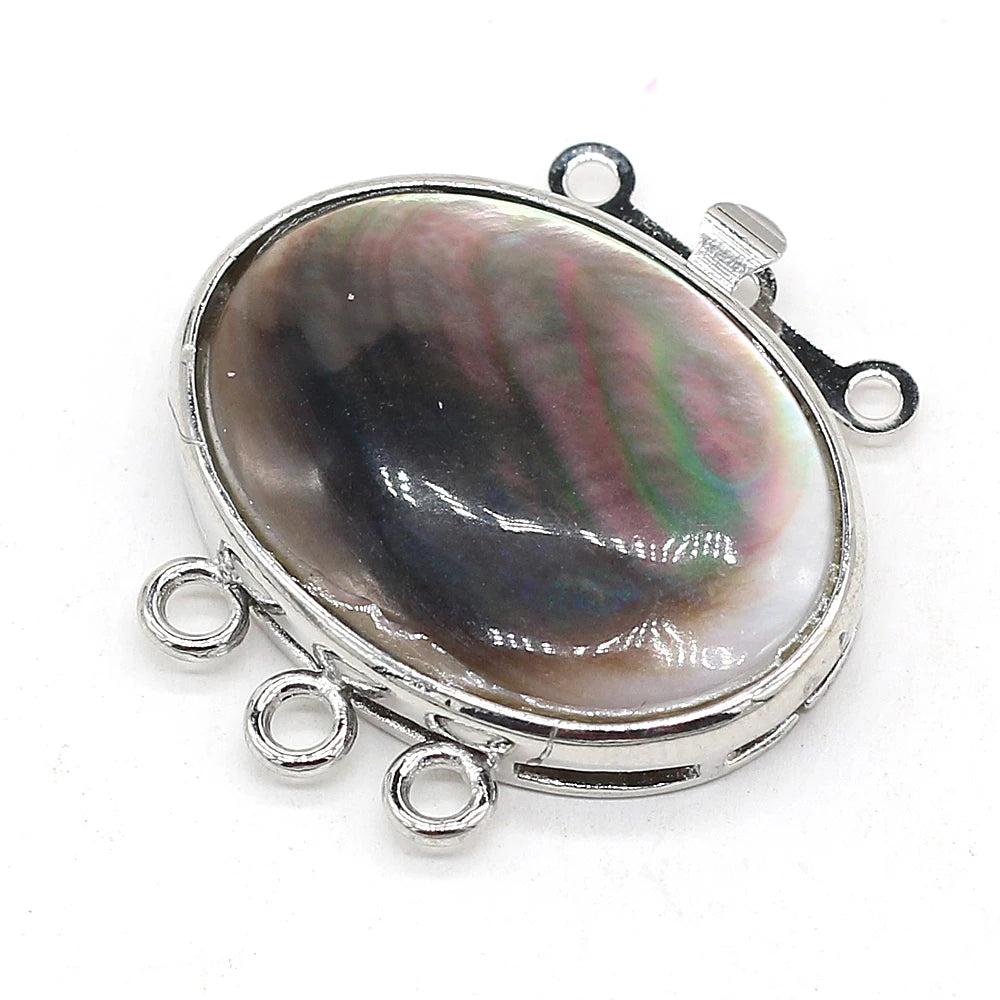 Oval Abalone Shell Pendant Charms, Connectors, 20x28mm, 1 pc