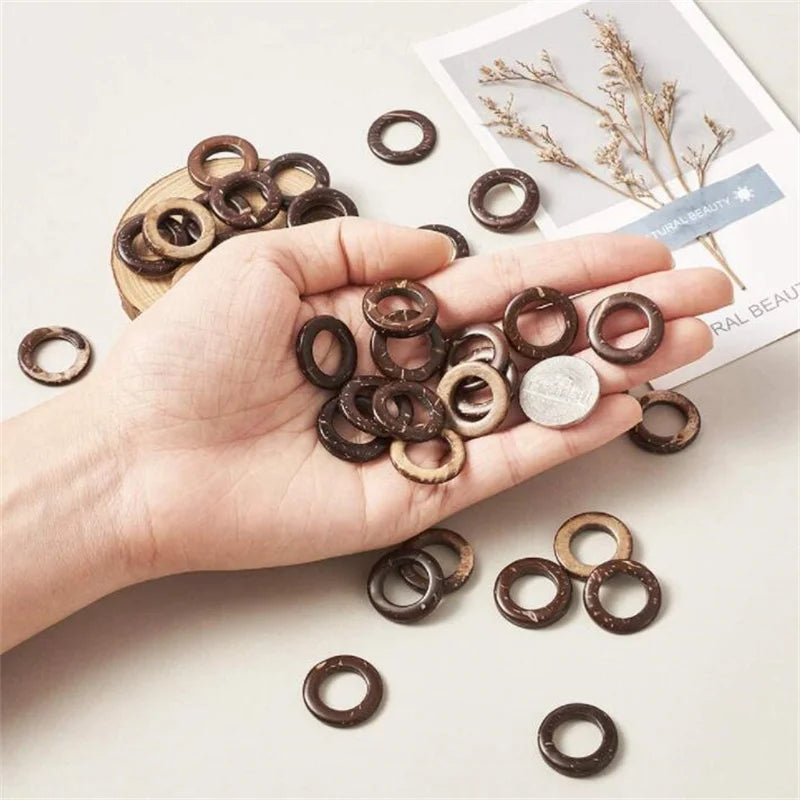 Coconut Wood Linking Ring Connectors, 10pcs 2 3 4 5cm