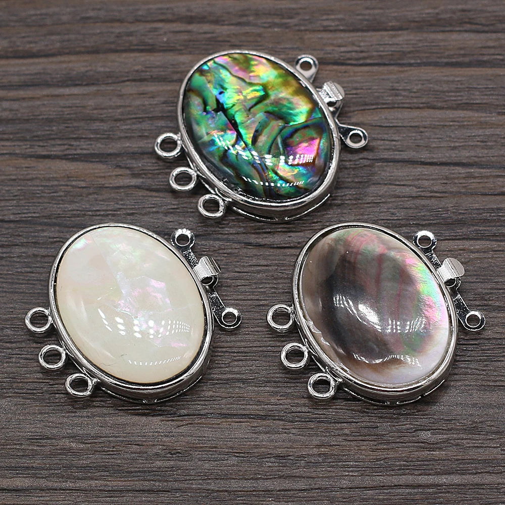 Oval Abalone Shell Pendant Charms, Connectors, 20x28mm, 1 pc