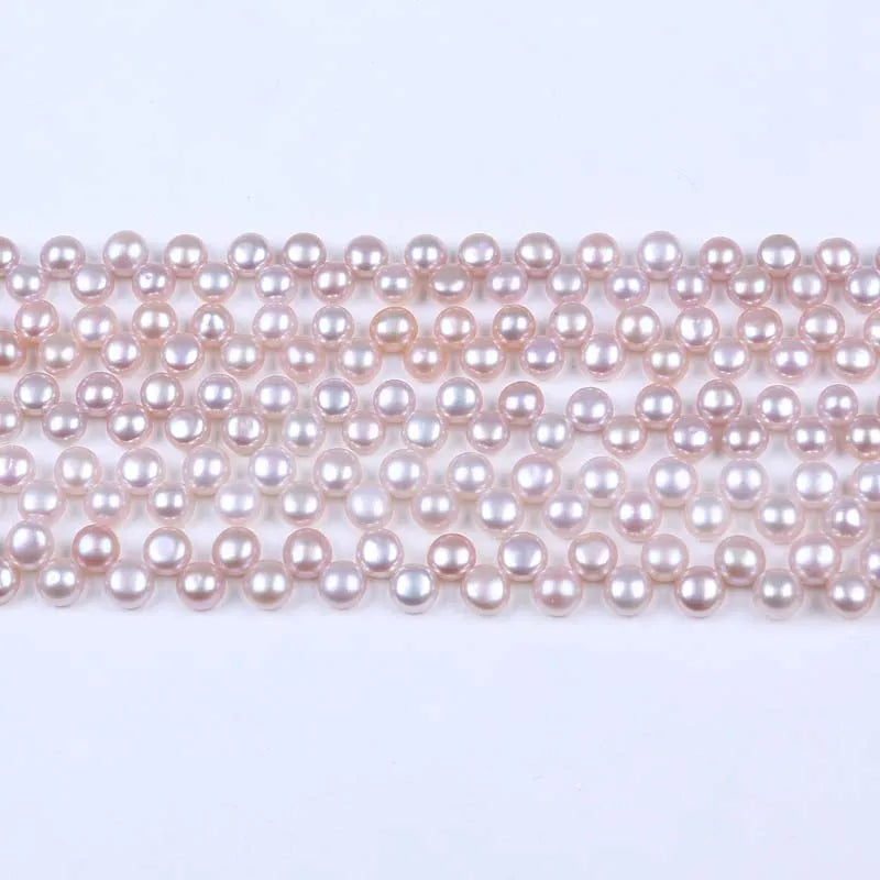 Freshwater Button Pearl Strand, AAA, 6-7mm top drilled