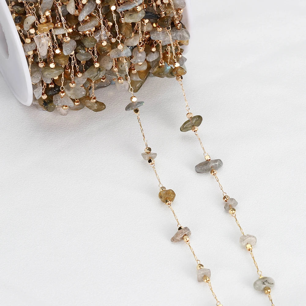 Irregular Semi-precious Gemstone and Crystal Chain, 1 meter