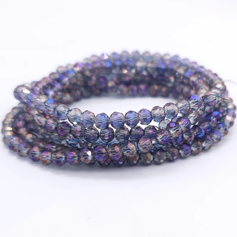 Purple Czech Glass Round Faceted Flat Crystal Beads, Loose Spacer Beads, 2 3 4 6 8mm