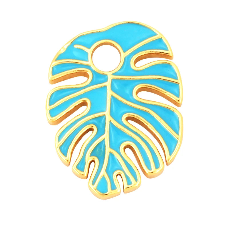 Sun Flower Banana Leaf Enamel Charms