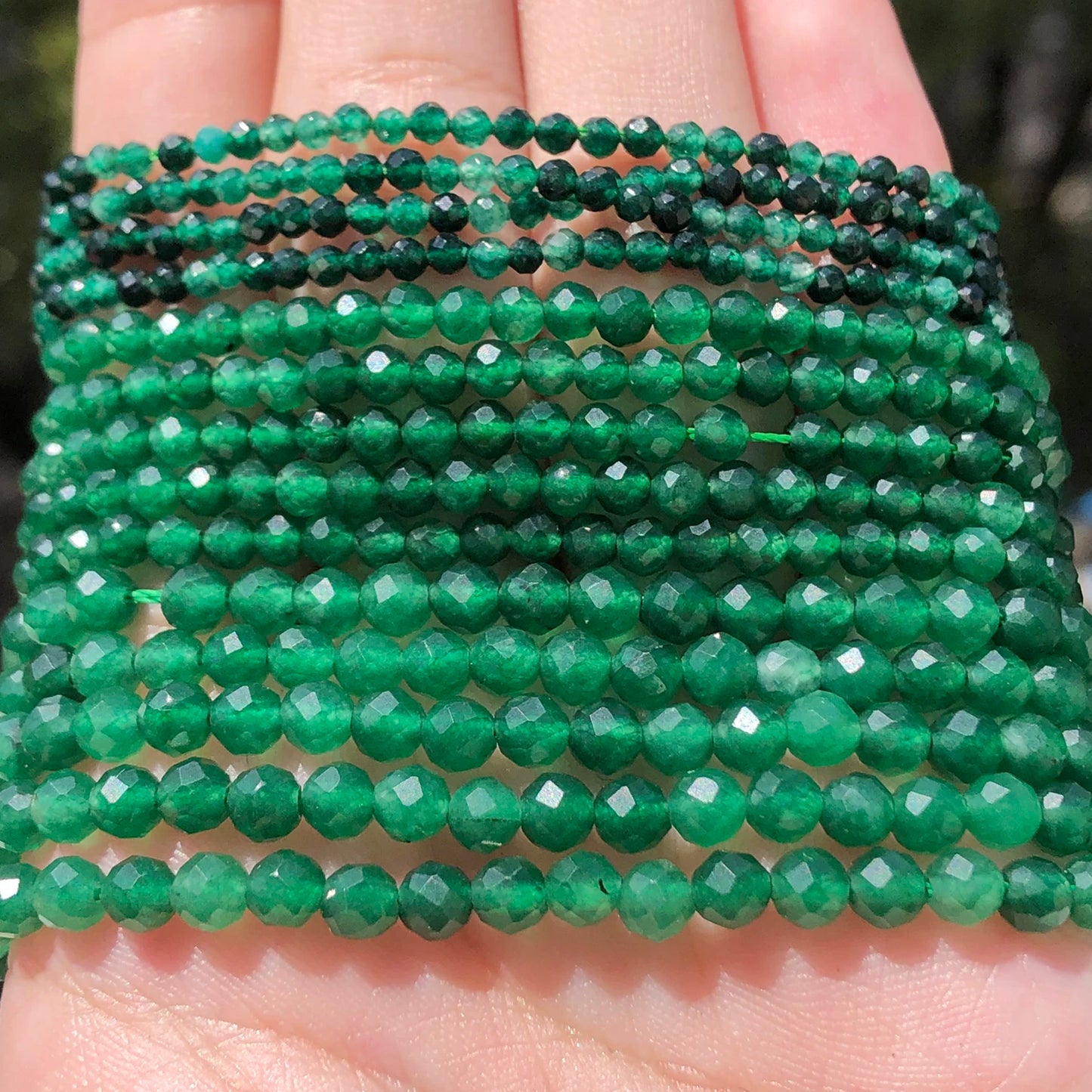 Green Chalcedony Small 2 3 4mm Faceted Loose Round Tiny Seed Beads